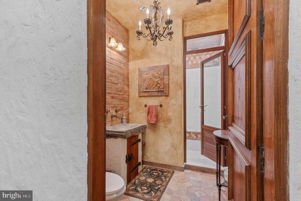 Bathroom, Chandelier, Interior