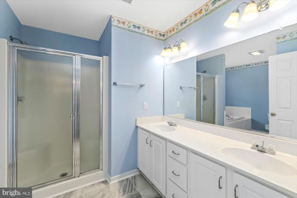 Bathroom, Dual Sink Vanities, Glass Shower, Interior