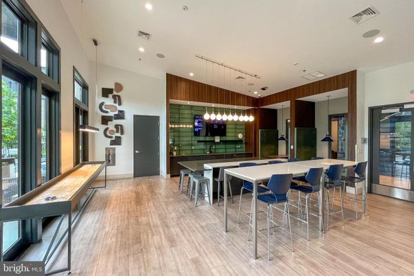 Dining room, Interior, Pendant Lights, Recessed Lighting, Wood Texture Flooring