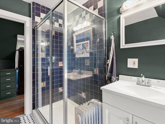 Bathroom, Glass Shower, Interior, Wood Texture Flooring