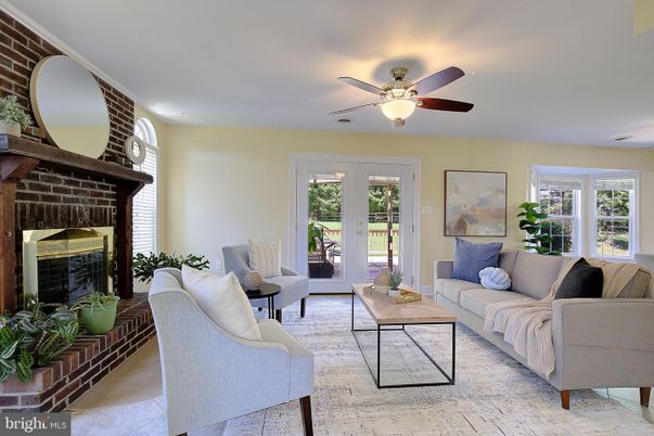 Fireplace, Interior, Living room, Recessed Lighting, Stone Walls
