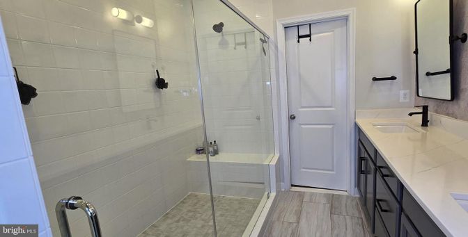 Bathroom, Dual Sink Vanities, Glass Shower, Interior, Tile Countertops