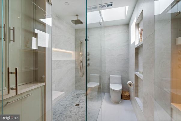 Bathroom, Glass Shower, Interior, Marble Walls