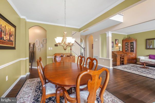 Chandelier, Dining room, Interior, Wood Texture Flooring