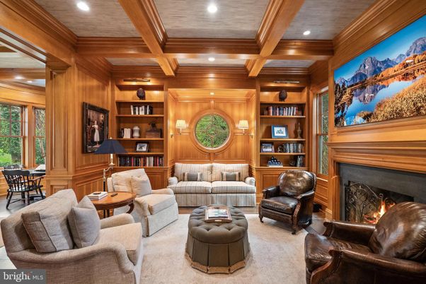 Fireplace, Interior, Living room, Recessed Lighting, Wooden Beams, Wooden Ceilings, Wooden Walls