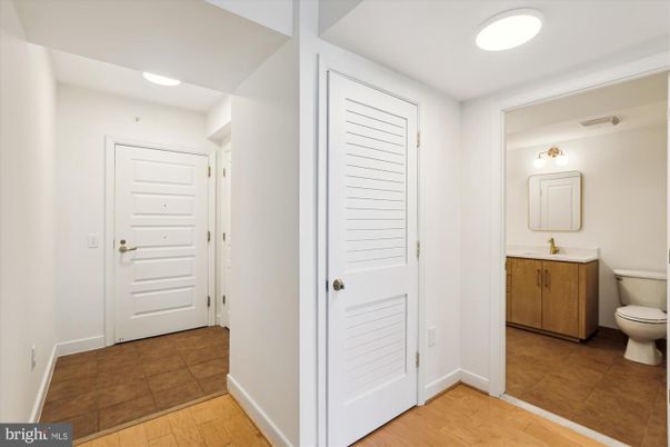 Bathroom, Interior, Recessed Lighting, Wood Texture Flooring