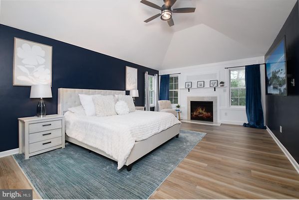 Bedroom, Fireplace, Interior, Wood Texture Flooring