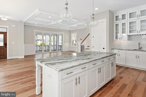 Interior, Kitchen, Pendant Lights, Recessed Lighting, Wood Texture Flooring