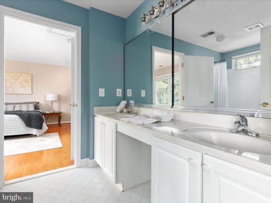 Bathroom, Dual Sink Vanities, Interior, Wood Texture Flooring