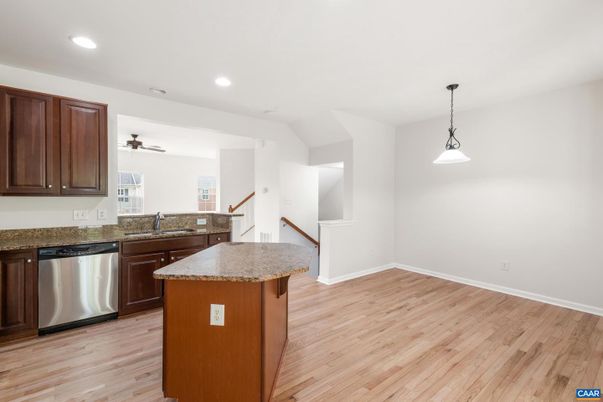 Interior, Kitchen, Pendant Lights, Recessed Lighting, Wood Texture Flooring