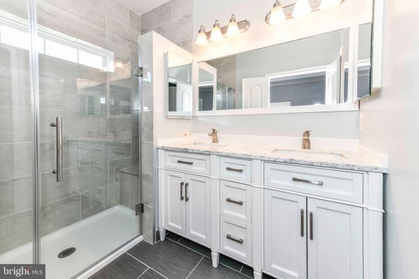 Bathroom, Dual Sink Vanities, Glass Shower, Interior