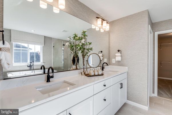 Bathroom, Dual Sink Vanities, Glass Shower, Interior, Recessed Lighting
