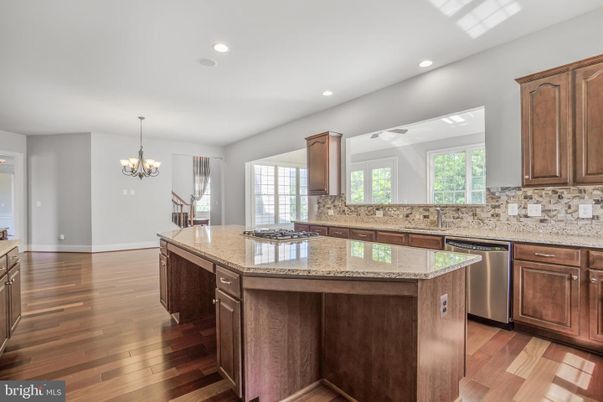 Chandelier, Interior, Kitchen, Recessed Lighting, Wood Texture Flooring
