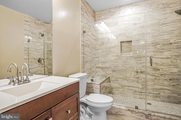 Bathroom, Glass Shower, Interior, Marble Walls