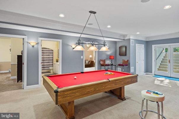 Billiard Table, Chandelier, Game Room, Interior, Pendant Lights, Recessed Lighting