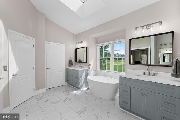 Bathroom, Dual Sink Vanities, Free Standing Baths, Interior, Marble