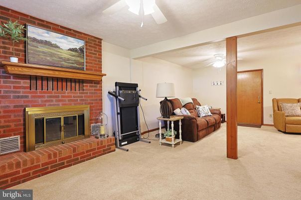 Fireplace, Fitness Equipment, Interior, Living room, Stone Walls