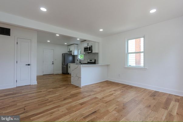 Empty room, Interior, Kitchen, Recessed Lighting, Wood Texture Flooring