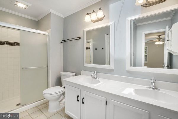 Bathroom, Dual Sink Vanities, Glass Shower, Interior