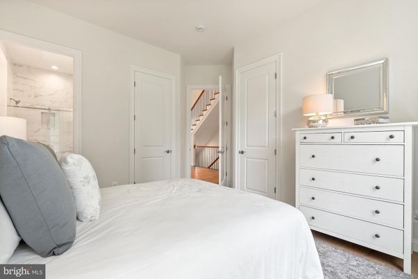 Bedroom, Interior, Marble Walls, Recessed Lighting, Wood Texture Flooring