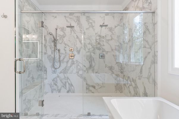 Bathroom, Glass Shower, Interior, Marble Walls