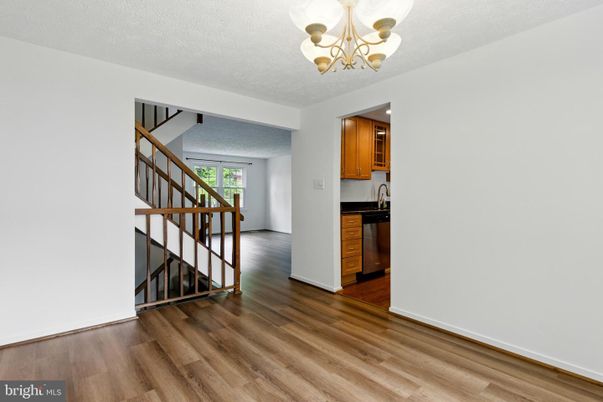 Chandelier, Empty room, Interior, Kitchen, Wood Texture Flooring