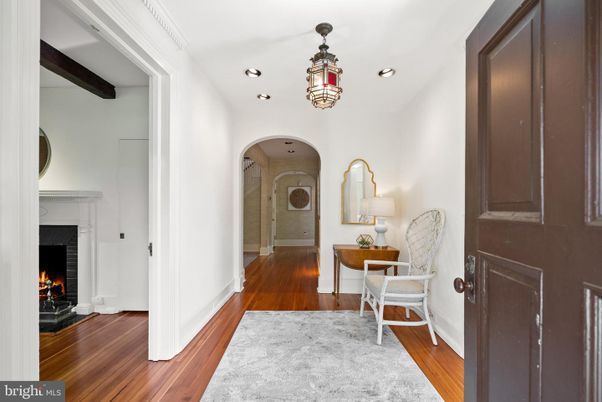 Fireplace, Interior, Pendant Lights, Recessed Lighting, Wood Texture Flooring