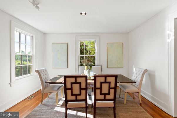 Dining room, Interior, Recessed Lighting, Wood Texture Flooring