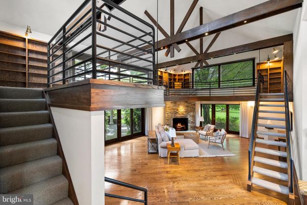 Fireplace, Interior, Living room, Pendant Lights, Wood Texture Flooring