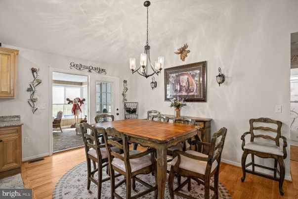 Chandelier, Dining room, Interior, Wood Texture Flooring