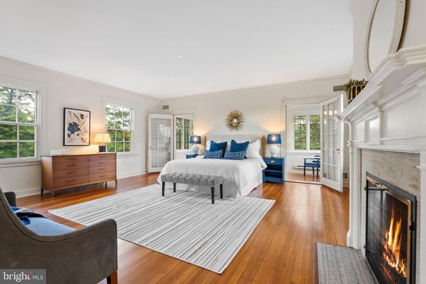 Bedroom, Fireplace, Interior, Wood Texture Flooring