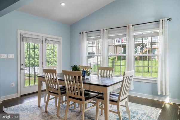 Dining room, Interior, Recessed Lighting, Wood Texture Flooring