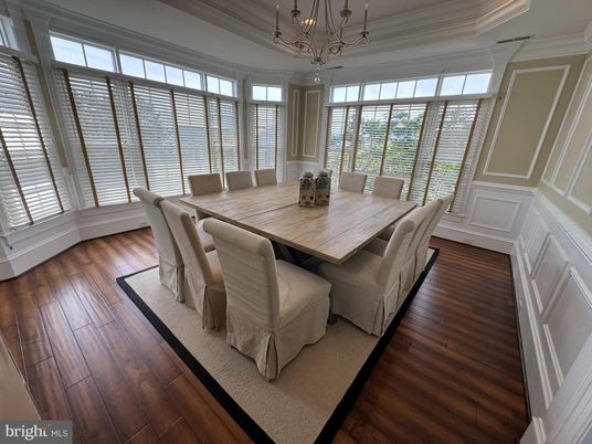 Chandelier, Dining room, Interior, Wood Texture Flooring