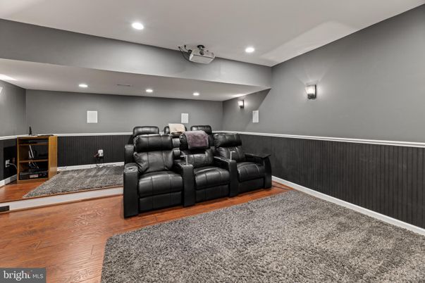 Home Theatre Room, Interior, Recessed Lighting, Theatre Room, Wood Texture Flooring