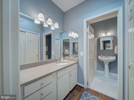 Bathroom, Dual Sink Vanities, Interior, Wood Texture Flooring