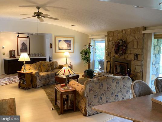 Fireplace, Interior, Living room, Stone Walls, Wood Texture Flooring