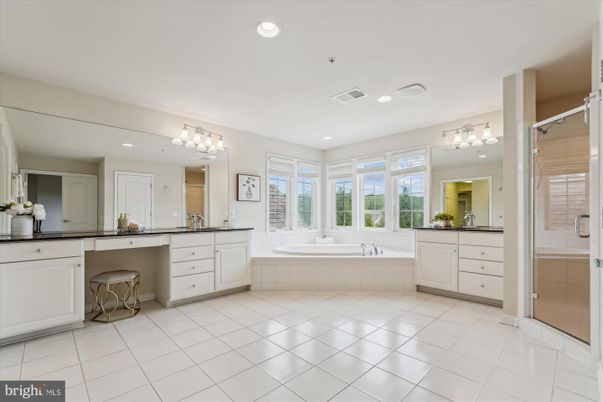 Bathroom, Dual Sink Vanities, Glass Shower, Interior, Recessed Lighting