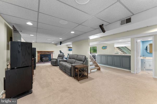 Fireplace, Interior, Living room, Recessed Lighting