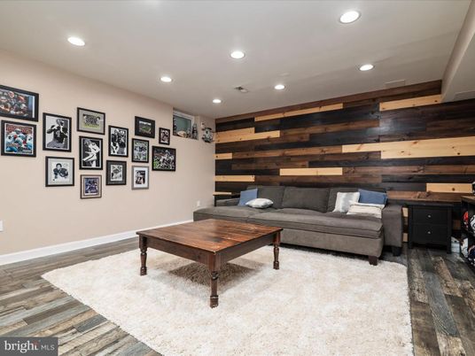 Interior, Living room, Recessed Lighting, Wood Texture Flooring, Wooden Walls
