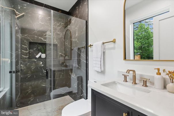 Bathroom, Glass Shower, Interior, Marble Walls
