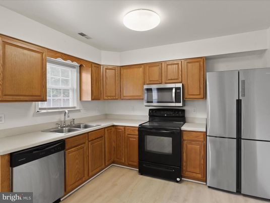Interior, Kitchen, Stainless Steel Appliances, Wood Texture Flooring