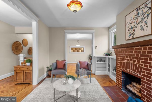 Fireplace, Interior, Living room, Pendant Lights, Wood Texture Flooring