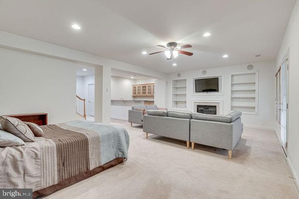 Bedroom, Fireplace, Interior, Living room, Recessed Lighting