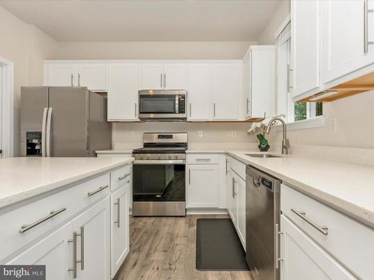 Interior, Kitchen, Stainless Steel Appliances, Wood Texture Flooring