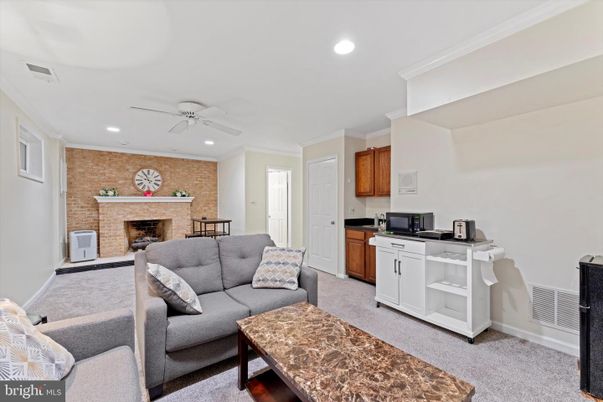 Fireplace, Interior, Living room, Recessed Lighting, Stone Walls
