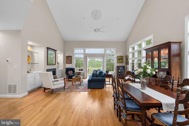 Dining room, Fireplace, Interior, Living room, Wood Texture Flooring