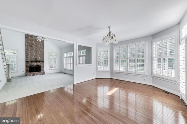 Empty room, Fireplace, Interior, Stone Walls, Wood Texture Flooring