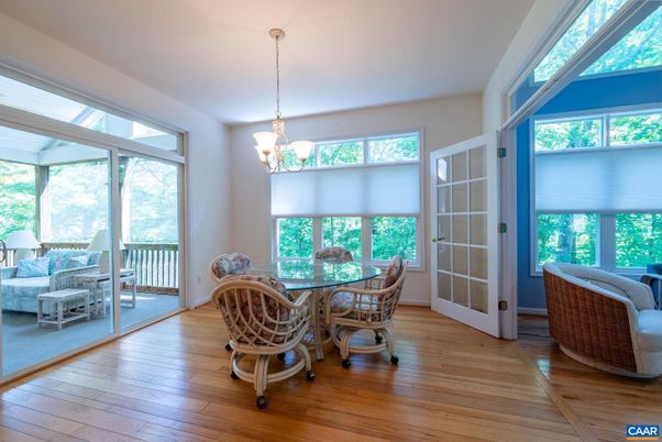 Dining room, Interior, Pendant Lights, Sun Room, Wood Texture Flooring