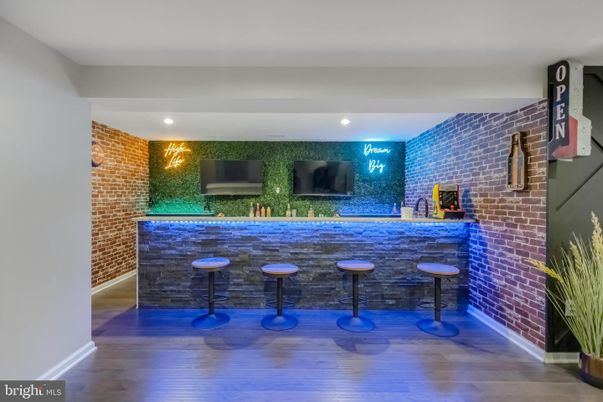 Interior, Recessed Lighting, Stone Walls, Wood Texture Flooring