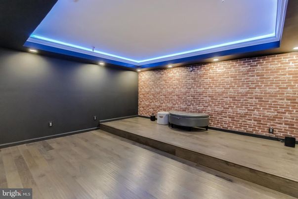 Interior, Recessed Lighting, Stone Walls, Wood Texture Flooring